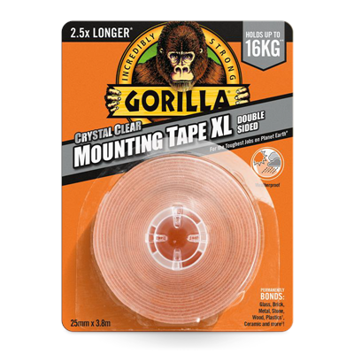 Gorilla Crystal Clear Mounting Tape 3.8m