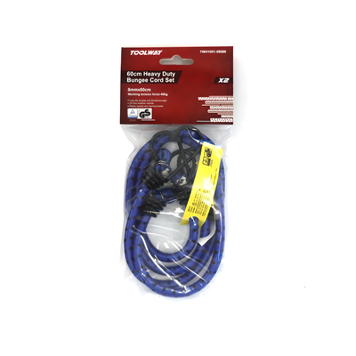 Toolway 8 x 600mm Bungee Straps X2 Blue
