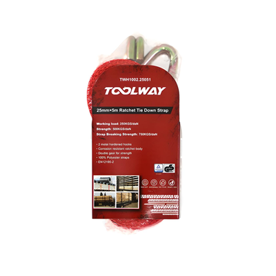 Toolway 5m x 25mm Ratchet Strap Red