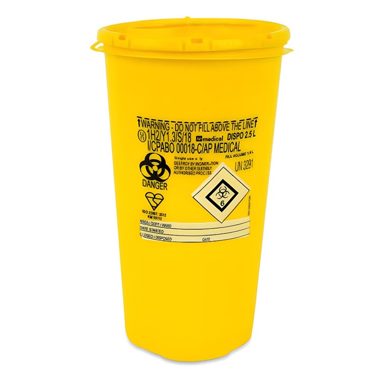 Sharps Container Yellow Color Sharps Container Yellow 2.5ltr